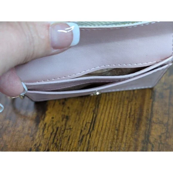 Anne Klein Card ID License Holder Key Chain Slim Wallet Ladies Brown W/Mirror - Picture 7 of 9